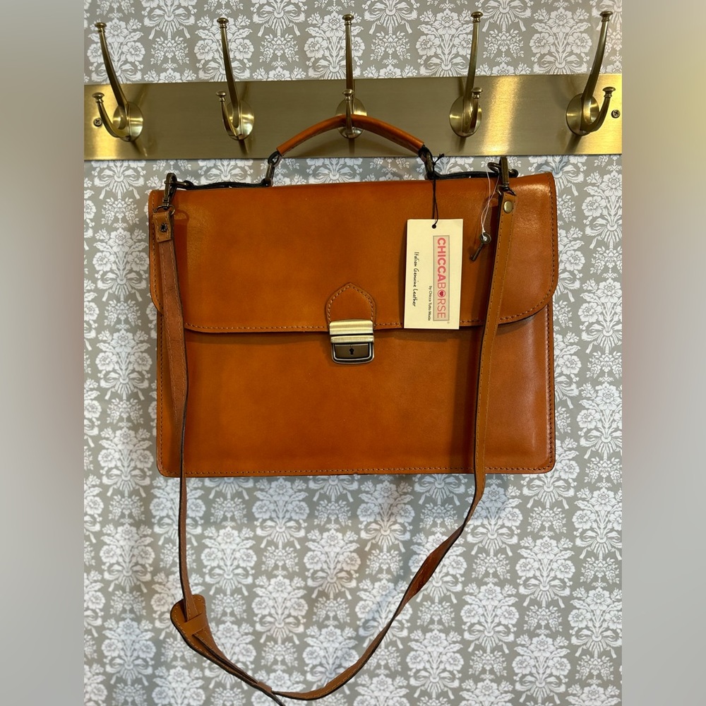Sturdy Leather Laptop Briefcase Bag NWT